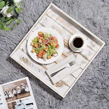 MyGift Vintage Whitewashed Wood Serving Tray - 19 Inch