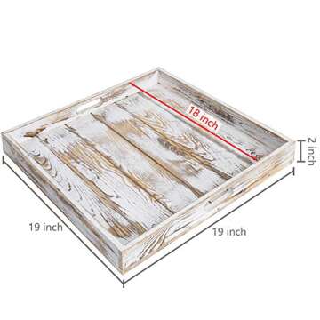 MyGift Vintage Whitewashed Wood Serving Tray - 19 Inch