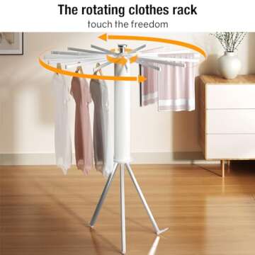 kenvc Tripod Clothes Drying Rack, Folding Space Saving Compact Laundry Drying Rack-16 Rotatable Arms...