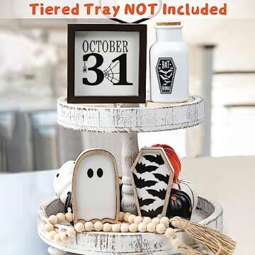 Maxsoins Halloween Decorations Indoor- Apothecary Potion Bottles,Bat Coffin, Ghost,and Halloween Woo...