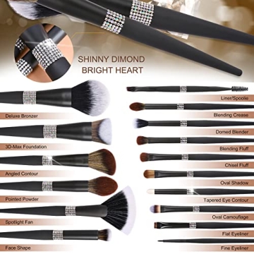 Bueart Design 16Pcs Makeup Brush Set for Flawless Results
