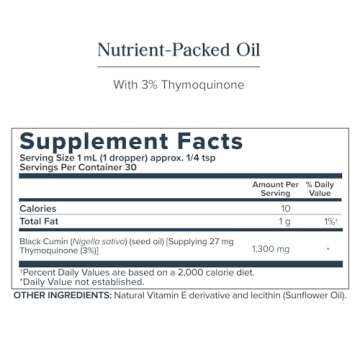 HERITAGE STORE Black Seed Oil w/ 3% Thymoquinone, Omega 6 9 - Nigella Sativa Liquid Oil, Cold Pressed from Black Seeds, Joints, Digestion and Immune Support, Vegan, 60-Day Guarantee, 30 Serv, 1 fl oz