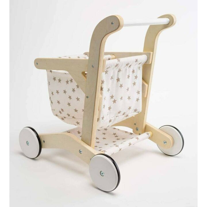 HearthSong Wooden Shopping Cart for Pretend Play