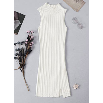 Sexy Bodycon Dress 2023 Mock Neck Sleeveless Ribbed Mini