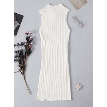 Sexy Bodycon Dress 2023 Mock Neck Sleeveless Ribbed Mini
