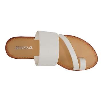 Soda Joan Womens Open Toe Slip On Flip Flop Sandals (White, numeric_9)