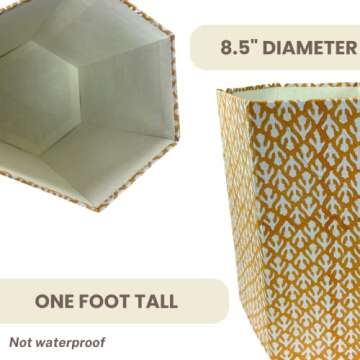 Fern Trail 3.3 Gallon Waste Basket | Small Decorative Block Printed Trash Can | Living Room, Bedroom, Bathroom | Eco Friendly and Plastic Free