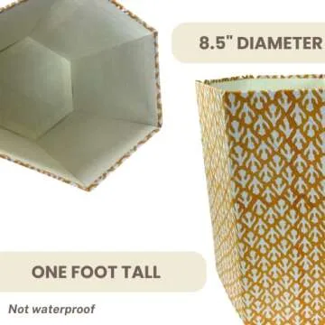 Fern Trail 3.3 Gallon Waste Basket | Small Decorative Block Printed Trash Can | Living Room, Bedroom, Bathroom | Eco Friendly and Plastic Free