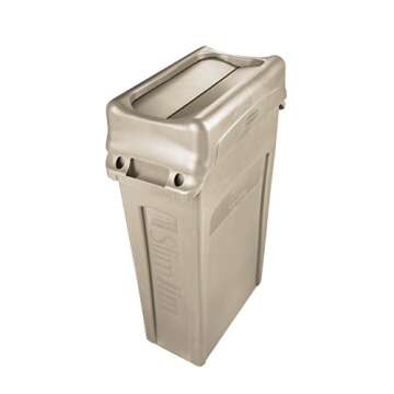Rubbermaid Commercial Products Plastic Slim JimTrash Can Swing Lid