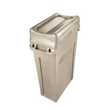 Rubbermaid Commercial Products Plastic Slim JimTrash Can Swing Lid