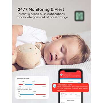 Govee Bluetooth Thermometer Hygrometer Digital Temperature Humidity Monitor for Home, Wireless Temperature Humidity Sensor for Greenhouse, Humidor, Room, Notification Alert, 2-Year Data Storage