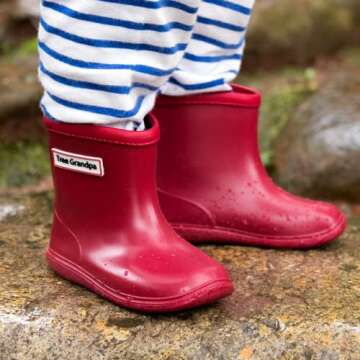 Toddler Rain Boots Baby Rain Boots Short rain boots for toddler Easy-on Lightweight and Waterproof