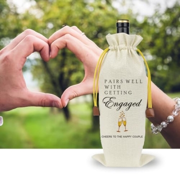 Raisingwell Wedding Wine Bag Engagement Gifts for New Couples, Mr and Mrs Marriage Wedding Gifts, Honeymoon Gifts, Wine Champagne Gift Bag With Drawstring, Getting Engaged