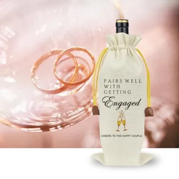Raisingwell Wedding Wine Bag Engagement Gifts for New Couples, Mr and Mrs Marriage Wedding Gifts, Honeymoon Gifts, Wine Champagne Gift Bag With Drawstring, Getting Engaged