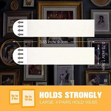 Zonon 40 Pairs (80 Strips) Picture Hanging Strips Picture Hanger Kit Heavy Duty Strips Removable Hook and Loop Tape Frame Picture Hanging Hooks(White, Large)