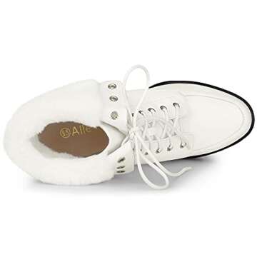 Allegra K Women's Platform Foldable Chunky Heels Lace Up White Ankle Boots 9.5 M US