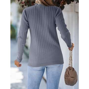 Stylish Long Sleeve V Neck Ribbed Knit Sweater for Women