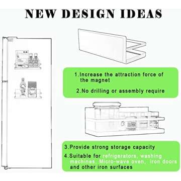 Magnetic Spice Rack Refrigerator Spice Rack Single Tier Fridge Spice Rack Magnetic Shelf Space Savin...