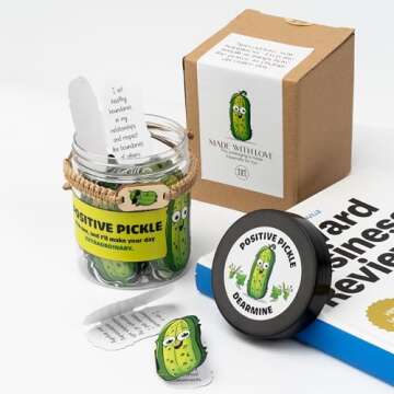 Positive Pickle Affirmation Jar with 60 Uplifting Cards