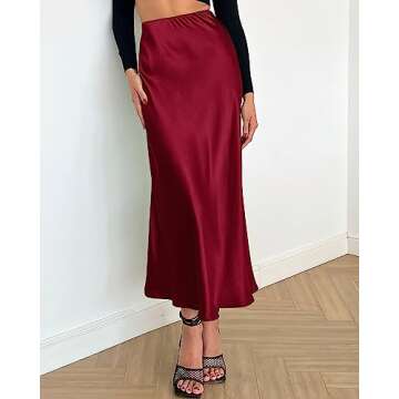 BTFBM 2025 Women Summer Satin Midi Skirt - Elegant High Waist A-Line for Every Occasion