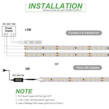 JOYLIT 24V White LED Strip Light 6000K, UL Listed Pro 16.4FT 610LM/FT Bright LED Tape 126LEDs/M 2835 CRI 92+ Dimmable, Strong Adhesive Flexible Indoor Task Light Strip for Kitchen Cabinet, Commercial