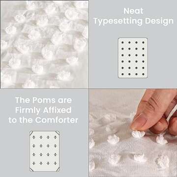 ENJOHOS Girls Twin Bedding Set White Twin XL Comforter, 3 PCS Boho Comforter with Tufted Dots, Shabby Chic Bedding Comforter for All Season, Lightweight Fluffy Microfiber Comforter with 2 Pillowcases