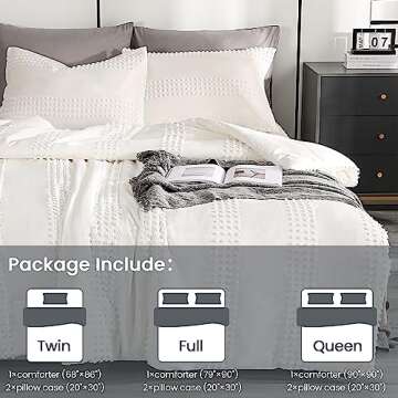 ENJOHOS Girls Twin Bedding Set White Twin XL Comforter, 3 PCS Boho Comforter with Tufted Dots, Shabby Chic Bedding Comforter for All Season, Lightweight Fluffy Microfiber Comforter with 2 Pillowcases