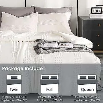 ENJOHOS Girls Twin Bedding Set White Twin XL Comforter, 3 PCS Boho Comforter with Tufted Dots, Shabby Chic Bedding Comforter for All Season, Lightweight Fluffy Microfiber Comforter with 2 Pillowcases