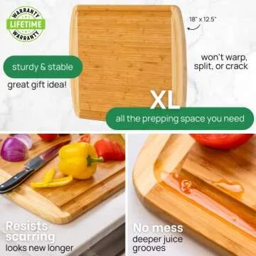 Sustainable GREENER CHEF Extra Large Bamboo Cutting Board