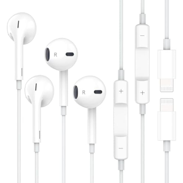 Apple MFi Certified Wired Earbuds 2-Pack with Mic