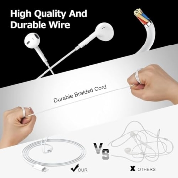 Apple MFi Certified Wired Earbuds 2-Pack with Mic