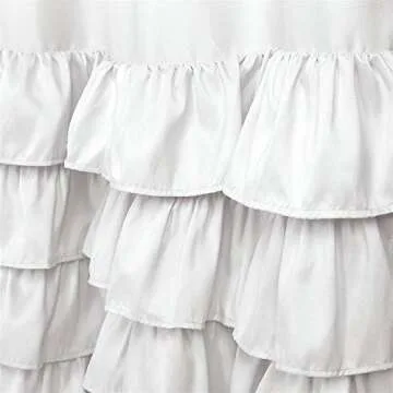 Lush Decor, White Allison Ruffle Curtains Window Panel Set for Living, Dining Room, Bedroom (Pair), 95" x 40" (16T004561)