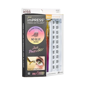KISS imPRESS Falsies False Eyelashes, Lash Clusters, 'Natural', 12 mm, Includes 20 Clusters, 1 applicator, Contact Lens Friendly, Easy to Apply, Reusable Strip Lashes