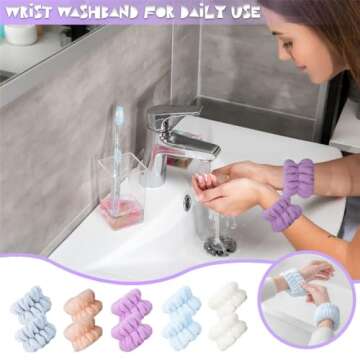 10 Pcs Microfiber Spa Wrist Bands for Washing Face, Women's Wrist Towels for Washing Face, Absorbent Face Washing Wristbands, Arm Bands for Washing Face, Arm Bands for Washing Face for Children