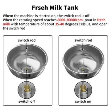 Milk Cream Centrifugal Separator Electric descremadora de leche 100L/H Capacity Cream Maker with 5L 304 Stainless Steel Bowl for Fresh Goat Cow Milk, 110V 100W