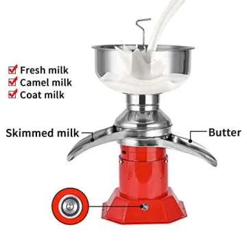 Milk Cream Centrifugal Separator Electric descremadora de leche 100L/H Capacity Cream Maker with 5L 304 Stainless Steel Bowl for Fresh Goat Cow Milk, 110V 100W