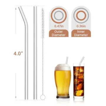 Foogwee® 20 Packs Reusable Glass Straws Set - Eco-Friendly Clear Drinking Straws for Every Occasion