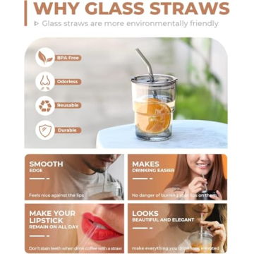 Foogwee 20 Pack Reusable Glass Straws Set for All Drinks
