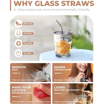 Foogwee 20 Pack Reusable Glass Straws Set for All Drinks