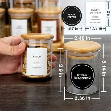 EgticHome 4OZ Spice Jars with Bamboo Lids and Labels