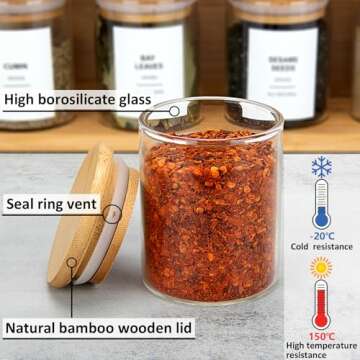 EgticHome 4OZ Spice Jars with Bamboo Lids and Labels