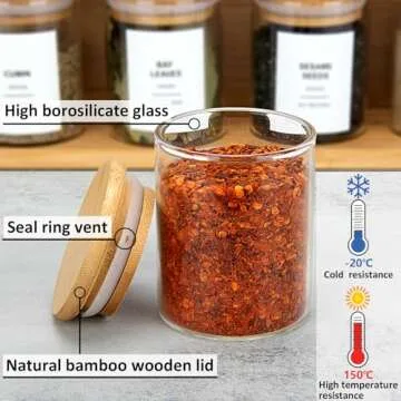 EgticHome 4OZ Spice Jars with Bamboo Lids and Labels