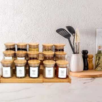 EgticHome 4OZ Spice Jars with Bamboo Lids and Labels