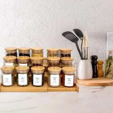 EgticHome 4OZ Spice Jars with Bamboo Lids and Labels