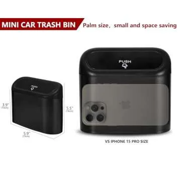 Ginsco 2 Pack Mini Car Trash Can with Lid, Small Car Trash Bin, Car Accessories for Interior, Leakpr...