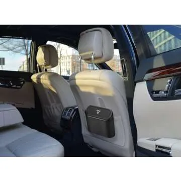 Ginsco 2 Pack Mini Car Trash Can with Lid, Small Car Trash Bin, Car Accessories for Interior, Leakproof ABS Car Garbage Bin for Car, Home, Office with Additional 2 Hooks and 90pcs Trash Bags Black