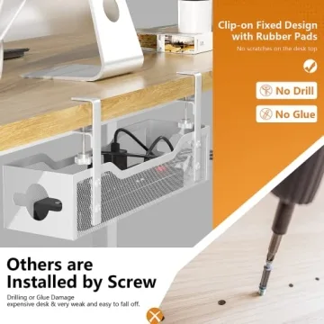 Quszmd Under Desk Cable Management Tray White - No Damage