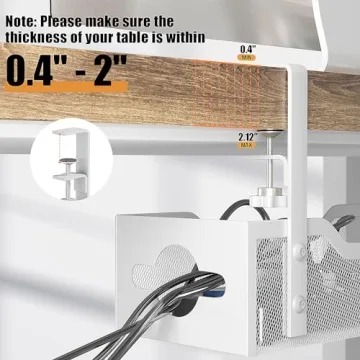 Quszmd Under Desk Cable Management Tray White - No Damage