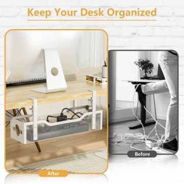 Quszmd Under Desk Cable Management Tray White - No Damage
