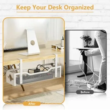 Quszmd Under Desk Cable Management Tray White - No Damage